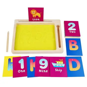 Puidust Montessori Liiva Plaadi komplekt koos Puidust Pliiatsi Kirjutamiseks Tähed ja Numbrid, Varase Haridus Mänguasjad, Kingitused Eelkooliealised Lapsed Mänguasjad 0
